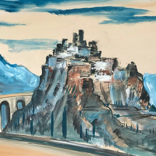 Antik expressives Gemälde Eze Côte d’Azur bei Monaco Nizza Franz Heckendorf 1952 - Bild 4 von 12