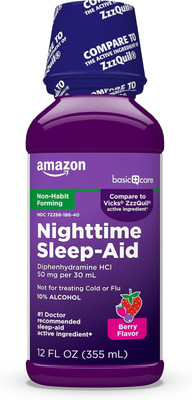 Night Time Sleep-Aid Liquid for Adults, Diphenhydramine Hcl 50 Mg, Mixed Berry F