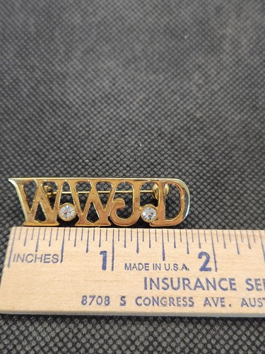 Vintage Pair Of Christian Lapel Pins Brooch "I Heart Jesus" And WWJD Gold Toned - Picture 5 of 6