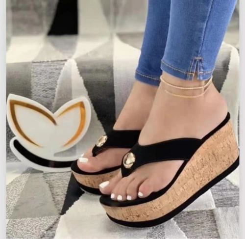 Women s Platform Flip Flops Thong Slipper High Wedge Heels Sandals Shoes Slip On
