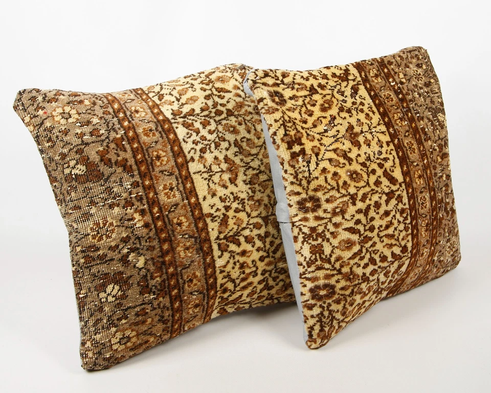 2 Set of Handmade Kilim Wool Jute Cushion Cover 16x16 Hand-woven Pillowscase - Image 2 of 4