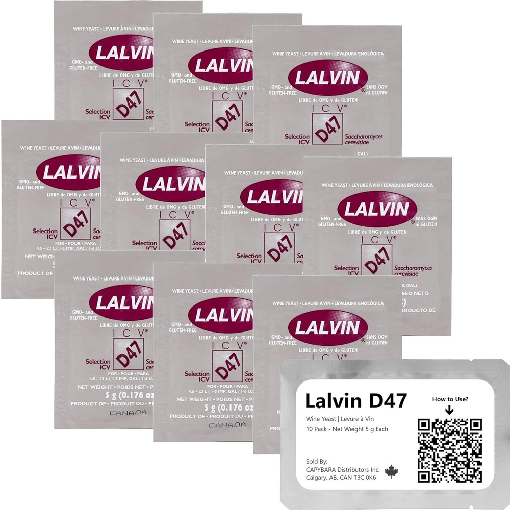 Lalvin D47 Wine Yeast (10 Pack) - Make Cider Mead Kombucha At Home - 5...