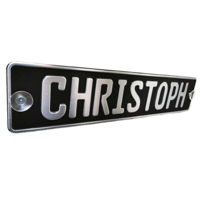 Melsaro Namensschild Für LKW & Auto - Personalisiertes Funschild Mit Saugnäpfen In Anthrazit/Weiß