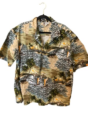 Aloha Republic Shirt Mens XL Multicolored Cotton Tropical Button Up Made in HI