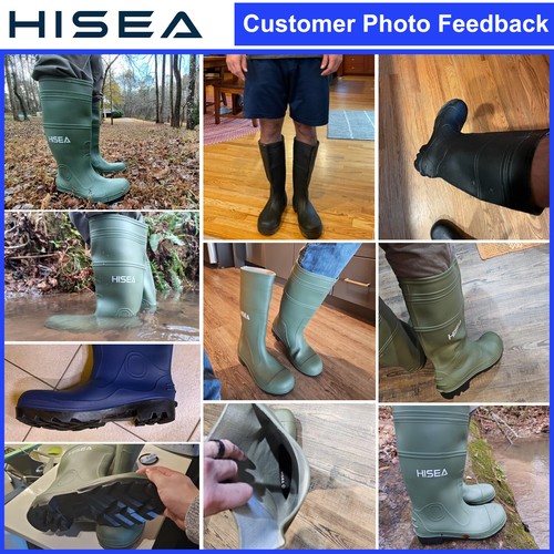HISEA Men Folding Rain Boots Waterproof Anti-Slip Garden Hunting Work Knee Boots - Picture 2 of 53