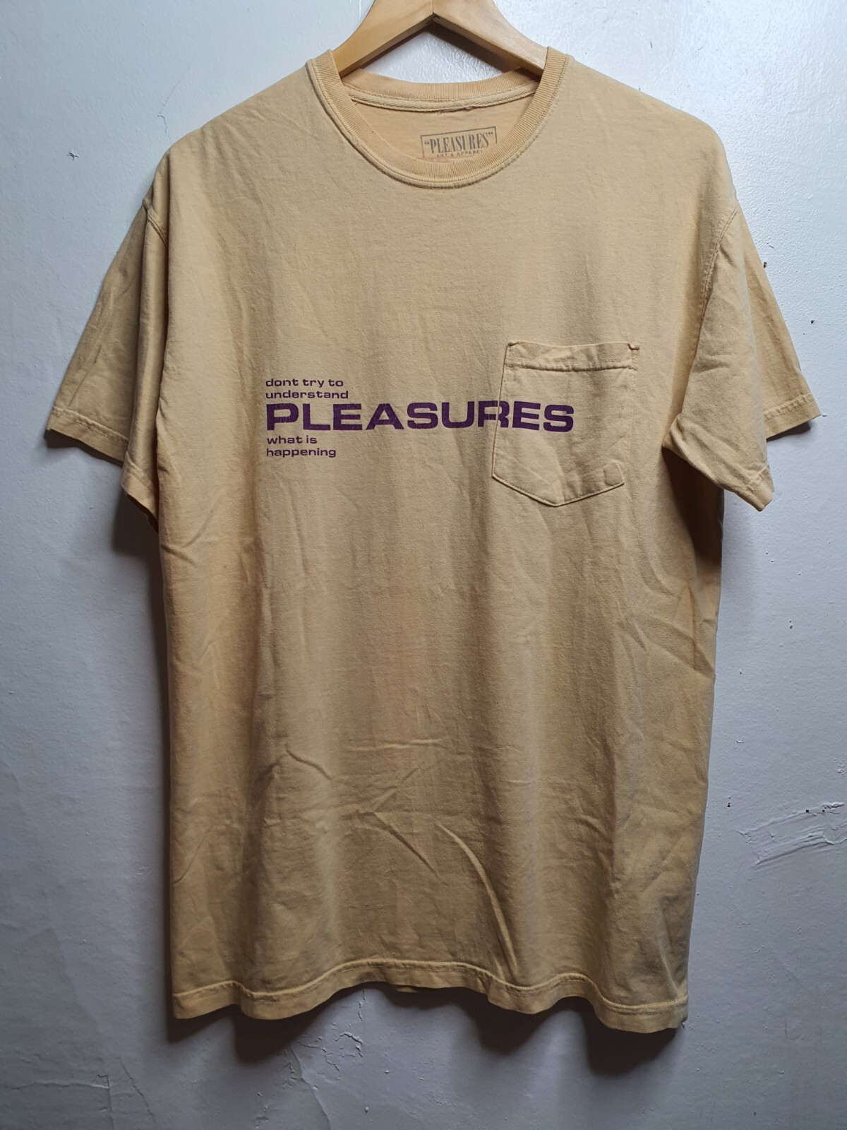 Pleasures Medium Yellow 18SS Dont Try Pocket Adult Shirt