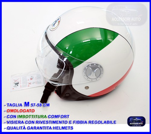 Casco Jet per Scooter Moto Quad Vespa Omologato con Visiera Taglia M | eBay
