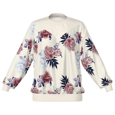 NWT Lularoe Lizzy Size XLarge LS Ivory w/ Roses Sweater Knit Top
