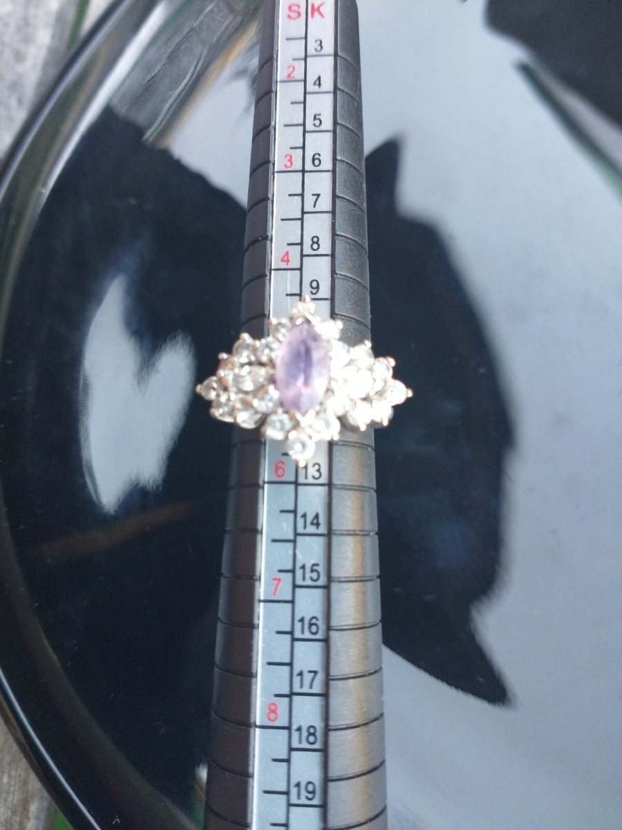 Vintage MRF Gold Plated Cocktail Ring  Purple Stone 925 Sterling Silver Size 5.5 View 2