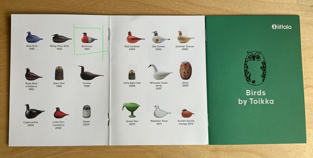 Iittala Oiva Toikka Bird Birds 1994 Bullfinch 150 x 80mm NEW