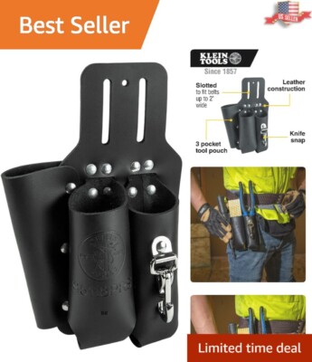 3-Pocket Leather Tool Holder - Perfect Fit for Professional Belts up to 2 Inch