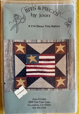 BITS & PIECES BY JOAN, #214 BLESS THIS NATION U.S. FLAG, QUILT PATTERN