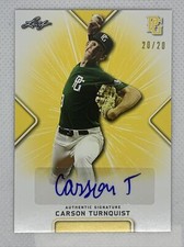2021 LEAF PERFECT GAME YELLOW CARSON TURNQUIST PAPER RC AUTO # 20/20
