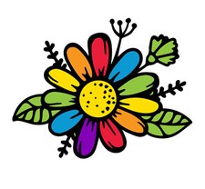 3  Rainbow Daisy Sticker Vivid Flower Colorful Vibrant Hippie Love Garden Pride