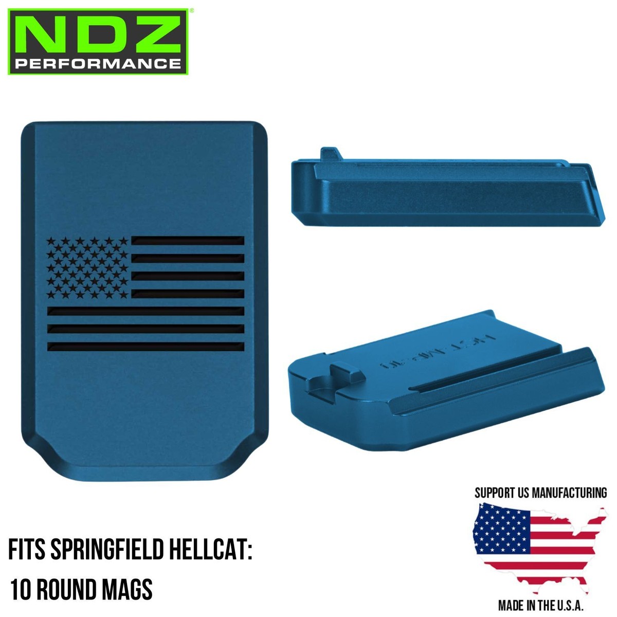 NDZ Springfield Hellcat OSP RDP Magazine Base Plate Aluminum Blue