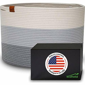 Large Blanket Basket Cotton Rope Blankets Living Room Size ...