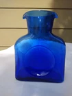 Blenko Double Spout Vintage Cobalt Blue Glass Water Pitcher Carafe 8"