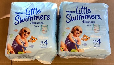 Huggies Little Swimmers~24-34lb~Size 4~18 Count~Lot of 2~FREE SHIPPING~