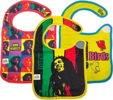 Bob Marley Baby Bib 3-Pack Extra Soft, Officially Licensed, Easy Side Closure, L