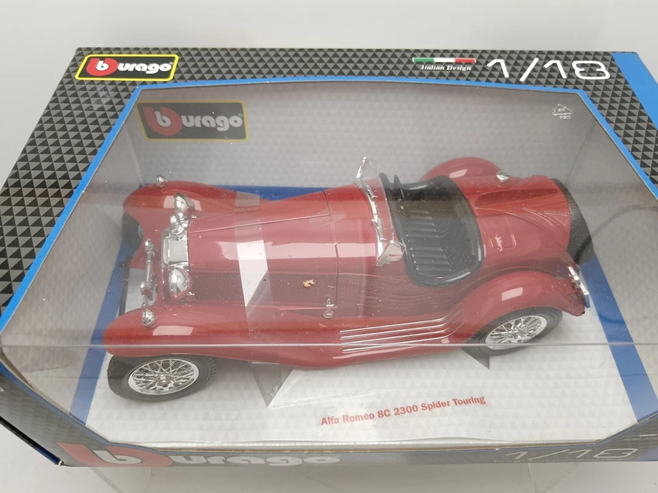 Burago 1:18 Alfa Romeo 8C 2300 Spider Touring Rouge - Photo 4/4