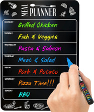 Weekly Dinner Menu Board for Kitchen A4-8.5X12 Black Magnetic Weekly Meal Planne