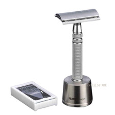 Feather TAS-D1 Stainless Safety Razor Set Japan DE Razor Stand Included