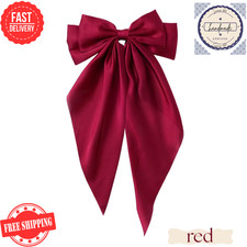 Christmas Sale Long Satin Hair Bow for Stylish Hairstyles and Everyday Use RED