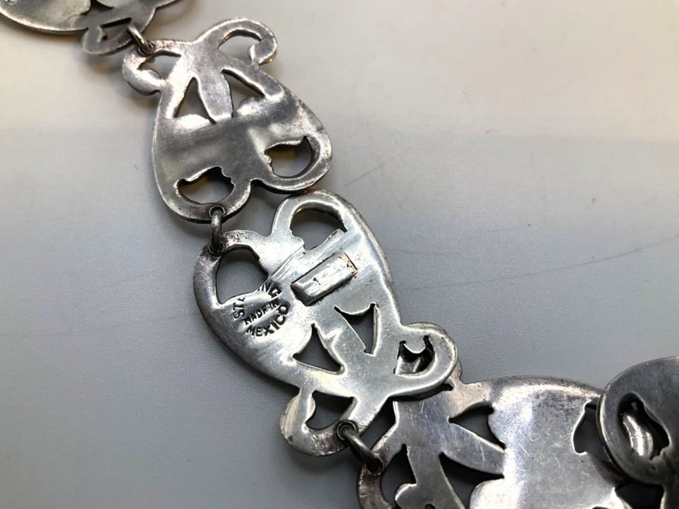 Gargantilla estilo Margo De Taxco diseño collar remolino vintage esterlina 925 61 gramos Foto 3 de 4