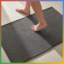 Bath Mat Rug Non Slip Washable Absorbent Dark Grey 16x24 Inch Small
