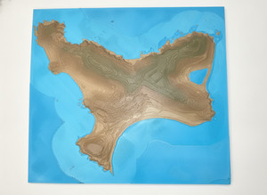 7x8" 3D Printed Topographic Terrain Map - Little St. James Island, USVI