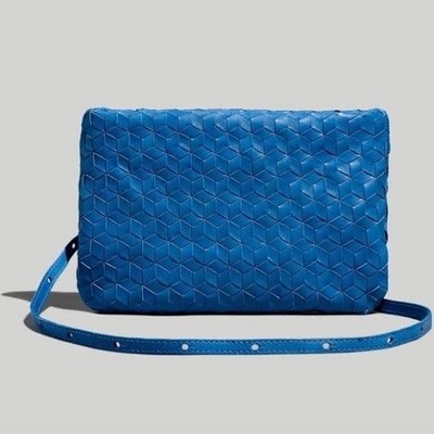 Madewell Women's Puff Woven Leather Crossbody Bag Oasis Blue