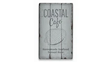 Coastal Cafe Novelty Distressed Sign, Personalized Wood Sign