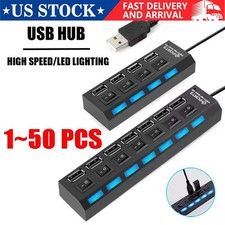 7-Port USB 2.0 Multi Charger Hub +High Speed Adapter ON/OFF Switch Laptop PC LOT
