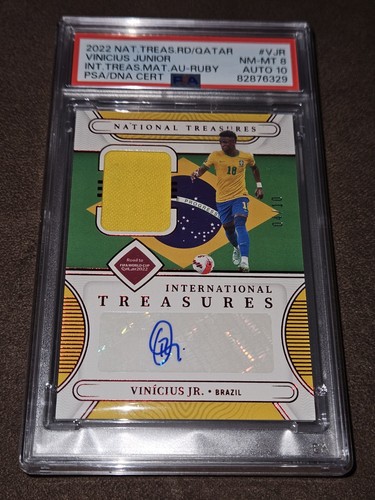 2022 Panini National Treasures FIFA Vinicius Junior Auto Patch /10 Brazil PSA 8