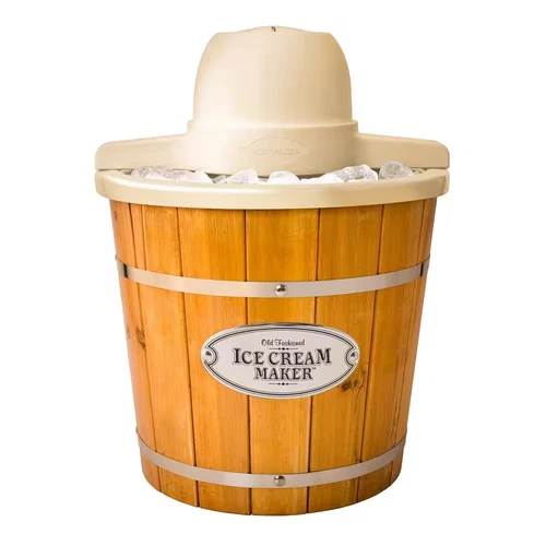Ice Cream Maker 4 Qt. Wood Bucket Electric Gelatio Frozen Yogurt Dessert Makers