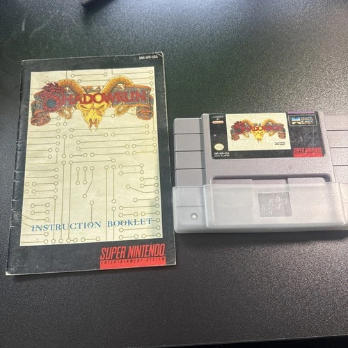 Shadowrun (Super Nintendo Entertainment System, 1993) Cart And Manual