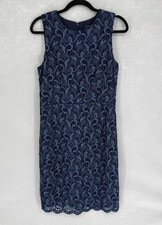 Ann Taylor Dress Womens 10P Blue Lace Paisley Sheath Sleeveless Petite New