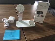 3-in-1 Wireless Charging Station Magnetic Fast Charger watch earbuds phone white