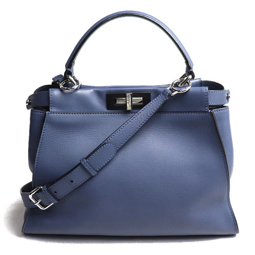 FENDI Peekaboo Regular Shoulder Bag Blue 8BN290 #090