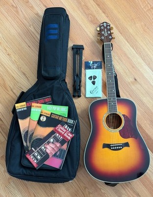 Crafter D8/TS Acoustic Guitar with Bag, Stand, Books & More