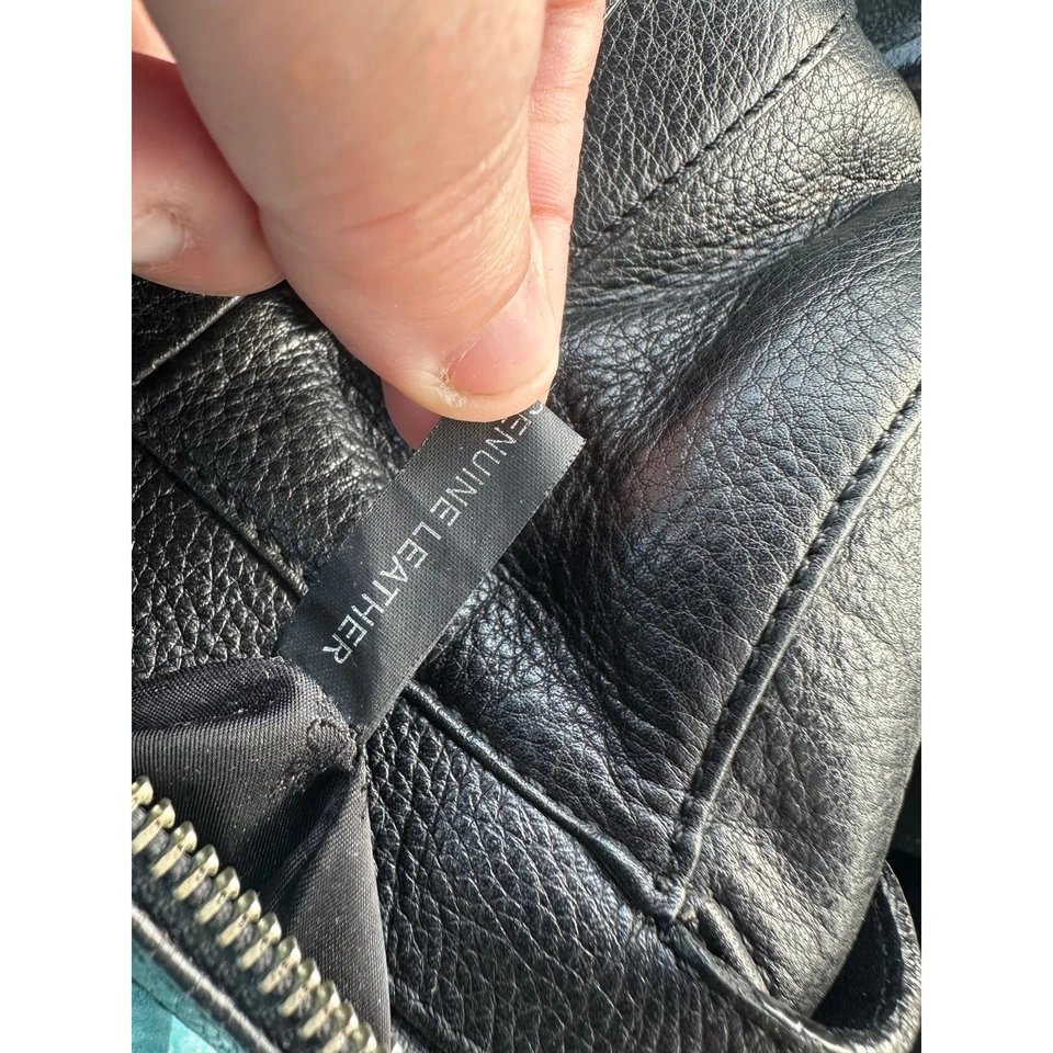 Bolso de Hombro Ann Taylor Cuero Guijarro Negro Cartera Barril Cartera Foto 3 de 4