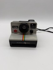 Polaroid One Step 600 White Instant Land Camera w/Strap Rainbow Stripe Untested