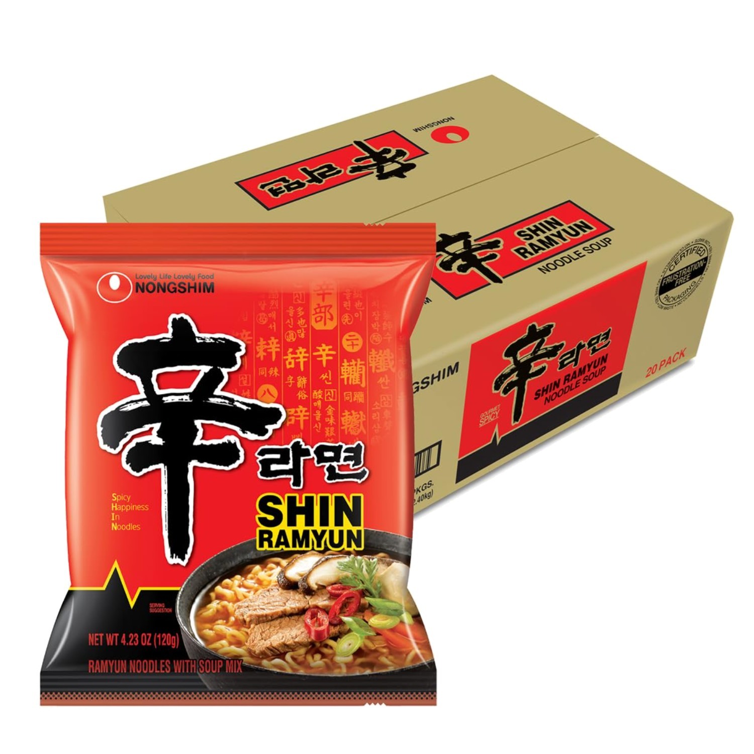 Fideos Shin Ramyun Coreanos, Sabor Picante Signature, Paquete de 20