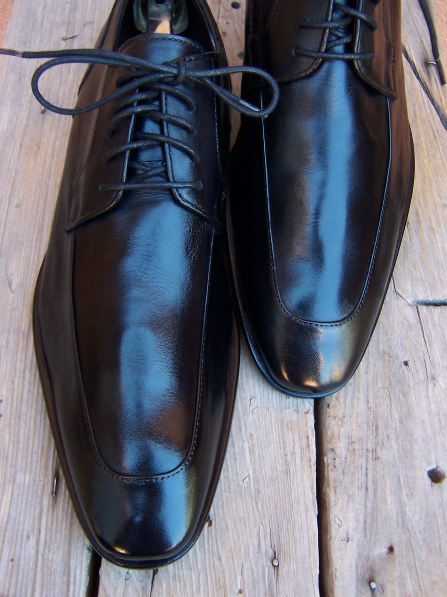 HUGO BOSS Mens Casual Dress Shoes Fine Black Leather Lace Up 