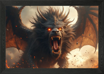 Furry Winged Chimera Beast Gerahmtes Wandbild Poster Leinwanddruck Bild