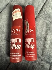 Two NYX Smooth Whip Matte Lip Cream - Parfait & Cherry Creme Red Burgundy