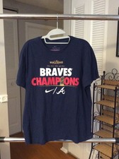 Atlanta Braves Multiple World Series Champions Blue Shirt Adult Medium Nike