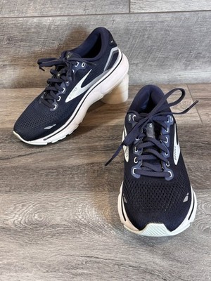 Brooks Ghost 15 Athletic Running Shoes Sneakers Womens 8 B Navy Blue White