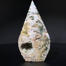 Torre de lágrima de jaspe natural del océano 289 g cristal cuarzo piedra punta curación