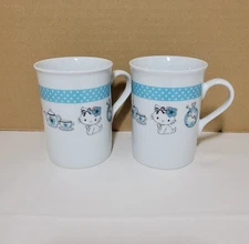 Sanrio Hello Kitty Charmmy Kitty Ceramic Cups Rare Set of 2 💙 Blue & White